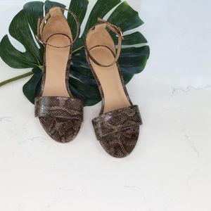 LOFT  wedge ankle strap sandals / snake skin